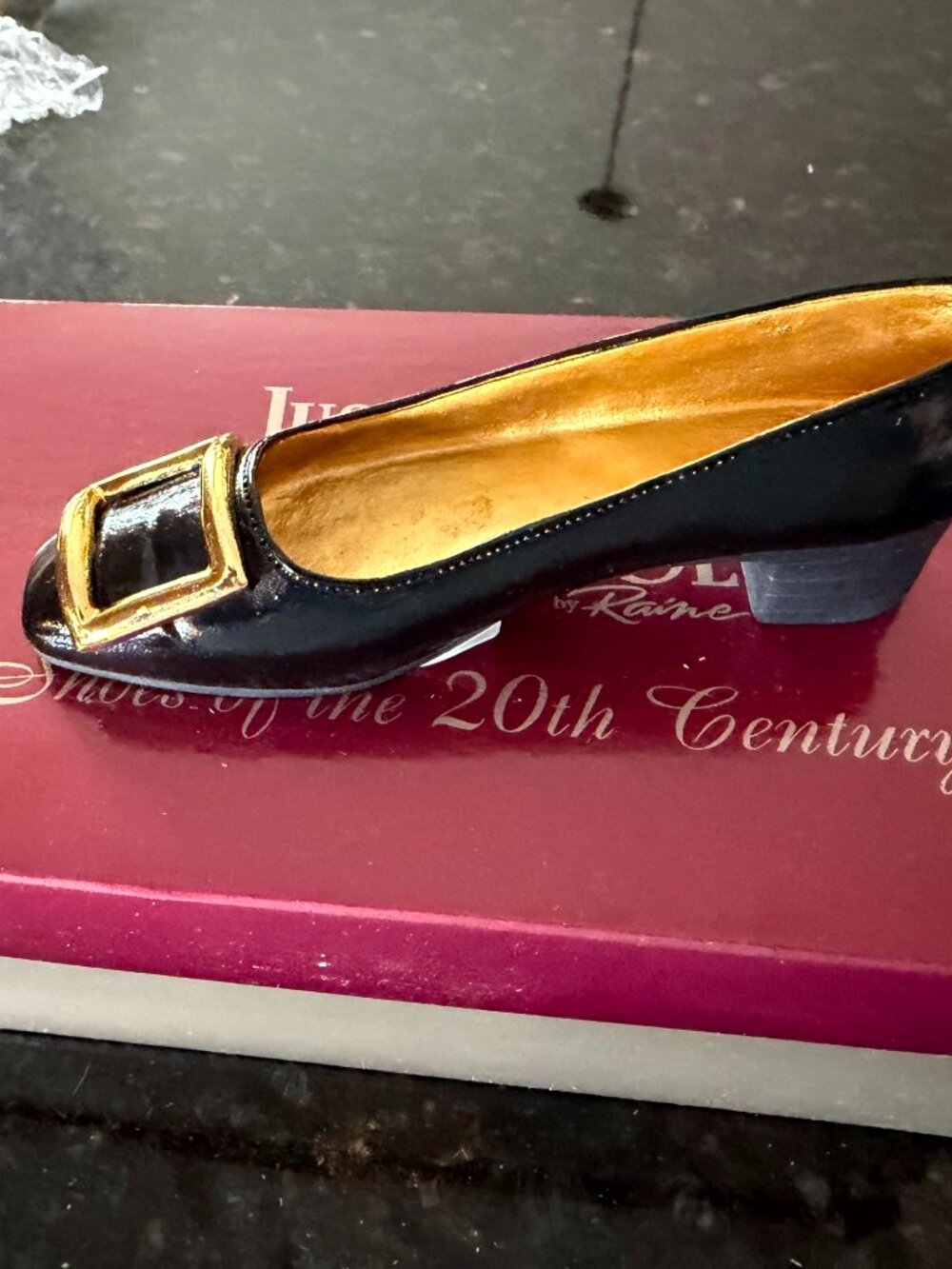 Just the Right Shoe Patently Perfect 25046 Black Patent Gold Buckle Figurine